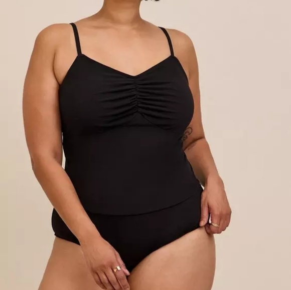 Torrid Curve Tops - Torrid Black Studio Knit Shirred Cami Bodysuit